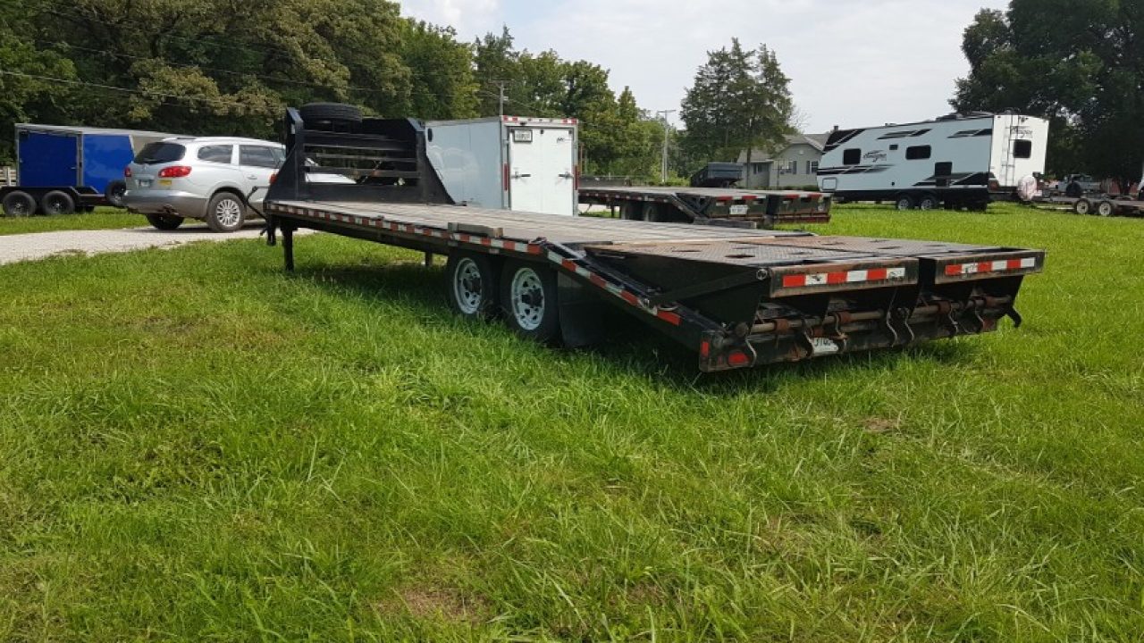 Used 2019 Sure-Trac 8.5x20+5 Gooseneck Deckover Equipment Trailer w/Full Width Ramps 14k