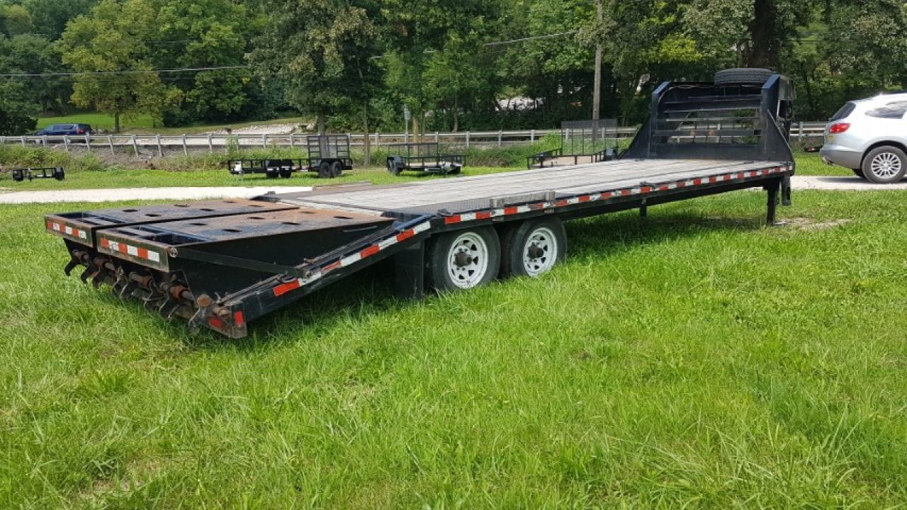 Used 2019 Sure-Trac 8.5x20+5 Gooseneck Deckover Equipment Trailer w/Full Width Ramps 14k