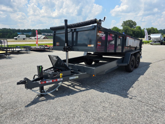 New 2025 PROSPECTOR 14K 7X16 TELESCOPING DUMP TRAILER 2' WALLS WITH SPREADER GATE