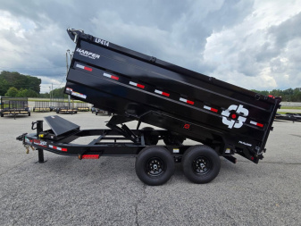 New 2025 BUCKSHOT 7X14 SCISSOR LIFT DUMP TRAILER WITH SPREADER GATE AND SPARE TIRE