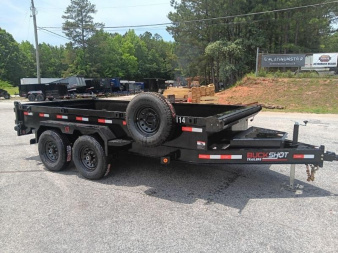 New 2025 BUCKSHOT 7X14 14k DUMP TRAILER 18  WALLS WITH SPARE TIRE