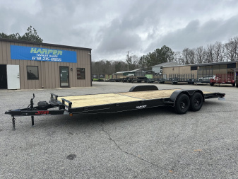 New 2025 82X24 WOOD FLOOR CAR HAULER 10K WITH 2 BRAKES,WINCH PLATE & BATTERY BOX