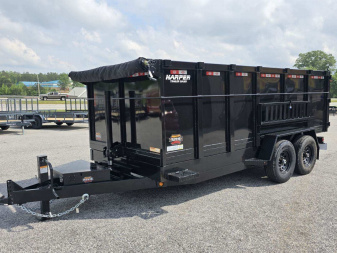 New 2025 PROSPECTOR 14K 7X16 TELESCOPING DUMP TRAILER 4' WALLS