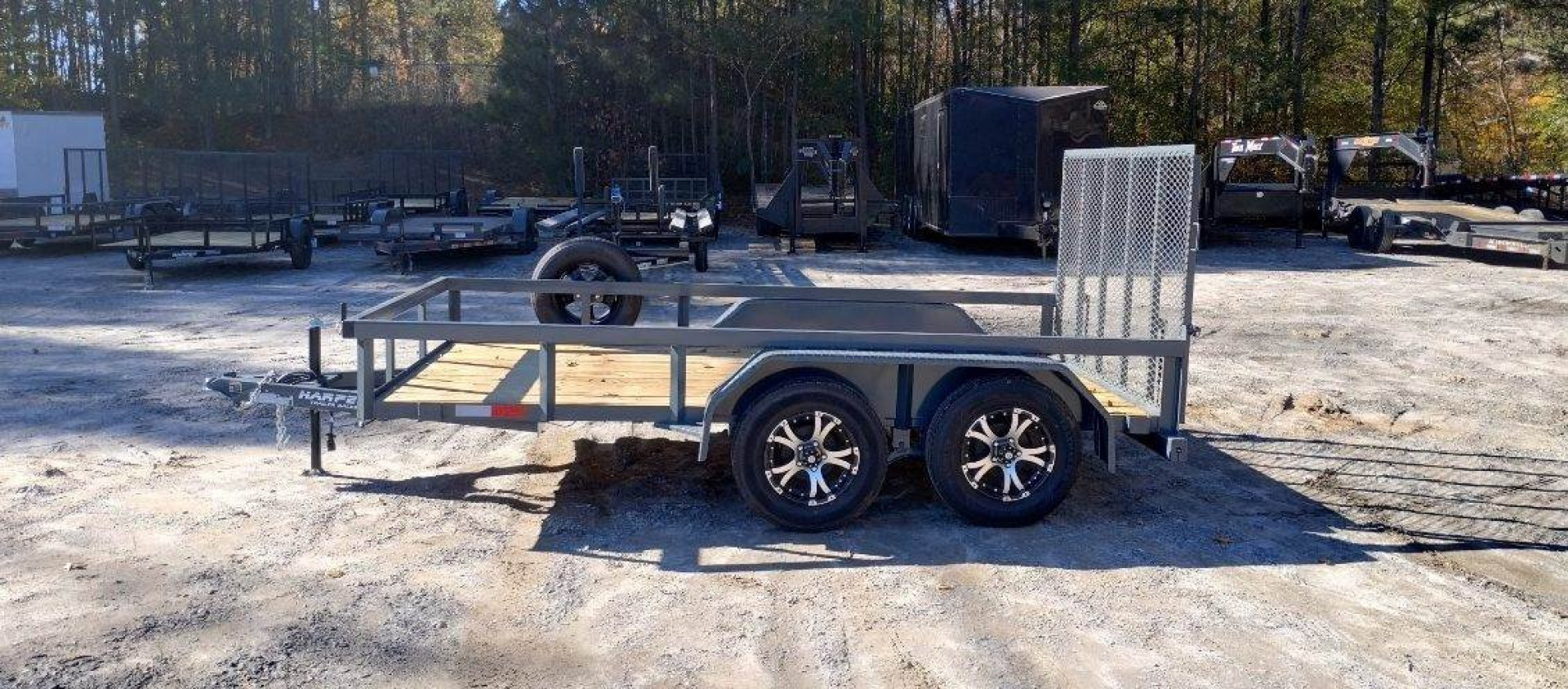 New 2025 GPS 7X12 TANDEM AXLE UTILITY TRAILER WITH SET BACK JACK WITH CUSTOM WHEELS AND MATCHING SPARE
