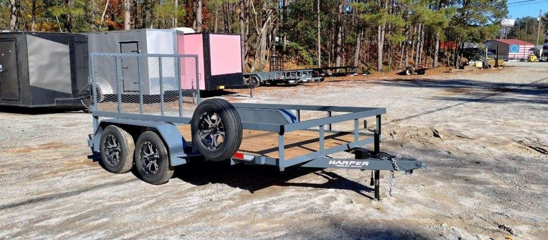 New 2025 GPS 7X12 TANDEM AXLE UTILITY TRAILER WITH SET BACK JACK WITH CUSTOM WHEELS AND MATCHING SPARE