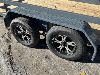 New 2025 GPS 7X12 TANDEM AXLE UTILITY TRAILER WITH SET BACK JACK WITH CUSTOM WHEELS AND MATCHING SPARE