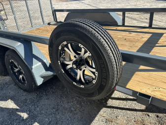 New 2025 GPS 7X12 TANDEM AXLE UTILITY TRAILER WITH SET BACK JACK WITH CUSTOM WHEELS AND MATCHING SPARE
