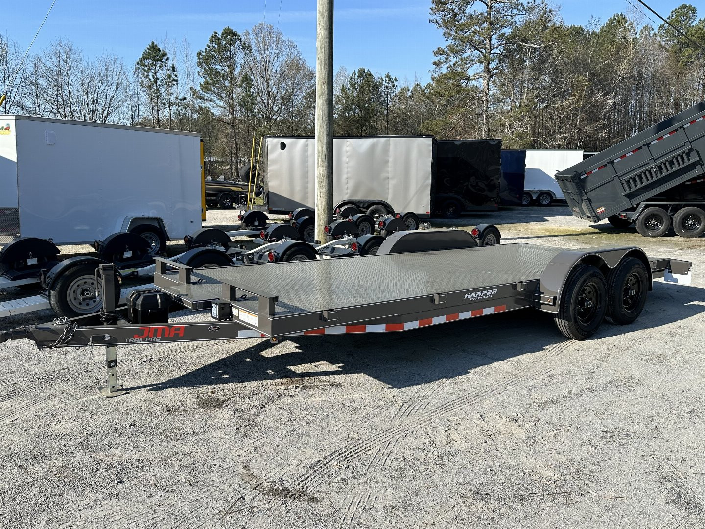 New 2025 82X20 DELUXE 10K STEEL FLOOR CAR HAULER DELUXE SERIES MODEL WITH 2 BRAKES, WINCH PLATE & BATTERY BOX
