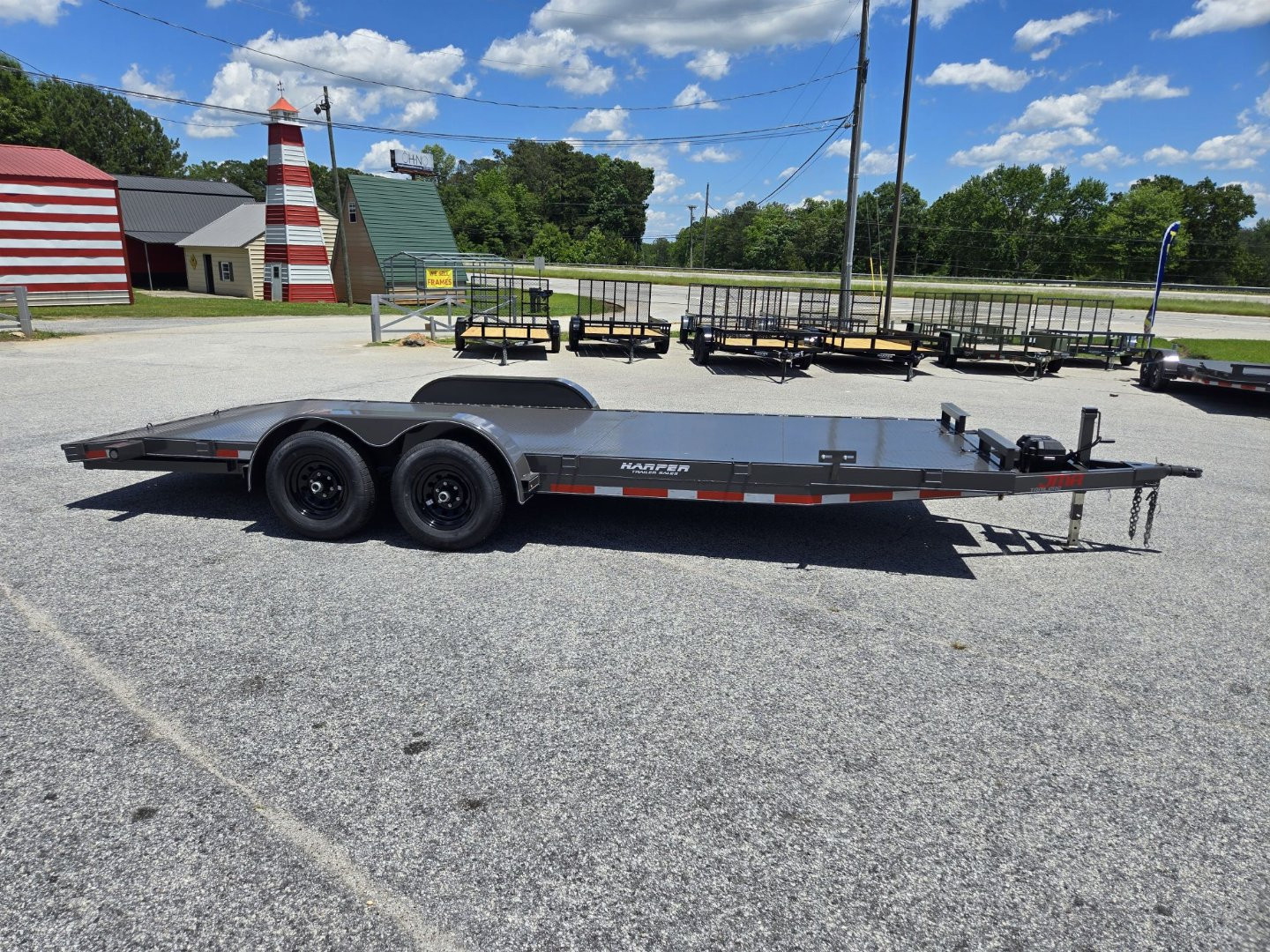New 2025 82X20 DELUXE 10K STEEL FLOOR CAR HAULER DELUXE SERIES MODEL WITH 2 BRAKES, WINCH PLATE & BATTERY BOX