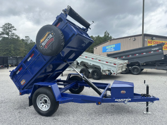 New 2025 PROSPECTOR 5X8 6K SINGLE AXLE DUMP TRAILER WITH 2' WALLS AND SPARE TIRE