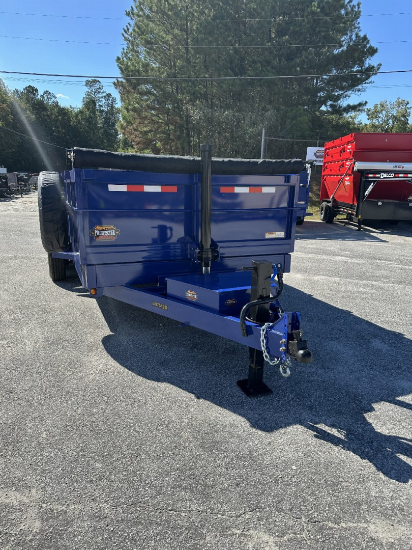 New BEAUTIFUL DEEP BLUE METALLIC 2025 PROSPECTOR 16K 7X16 TELESCOPING DUMP TRAILER 2' WALLS