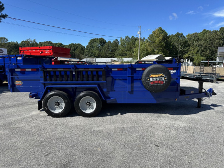 New BEAUTIFUL DEEP BLUE METALLIC 2025 PROSPECTOR 16K 7X16 TELESCOPING DUMP TRAILER 2' WALLS