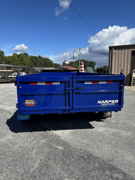 New BEAUTIFUL DEEP BLUE METALLIC 2025 PROSPECTOR 16K 7X16 TELESCOPING DUMP TRAILER 2' WALLS