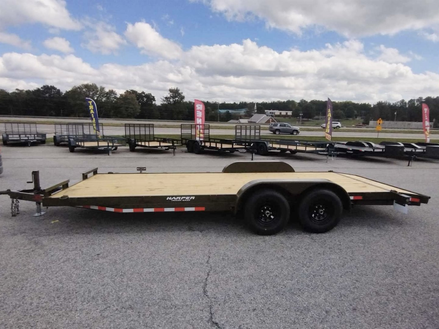 New 2025 DELUXE 82X20 10K WOOD FLOOR CAR HAULER WITH 2 BRAKES, WINCH PLATE & BATTERY BOX