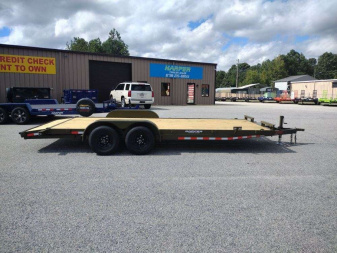 New 2025 DELUXE 82X20 10K WOOD FLOOR CAR HAULER WITH 2 BRAKES, WINCH PLATE & BATTERY BOX