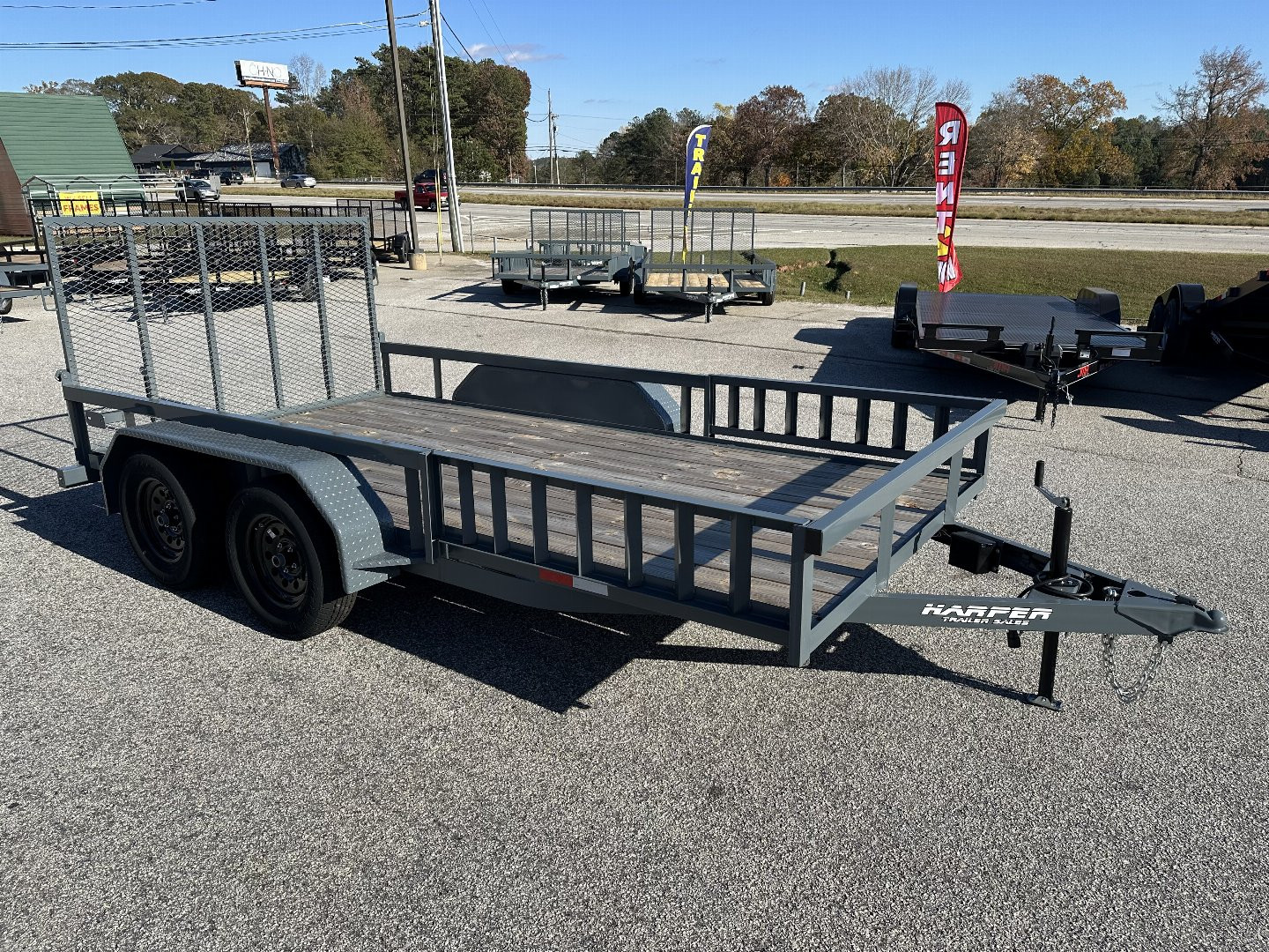 New 2024 GPS 7X14 TANDEM AXLE ATV TRAILER  W/REMOVABLE RAMP RAILS & SET BACK JACK