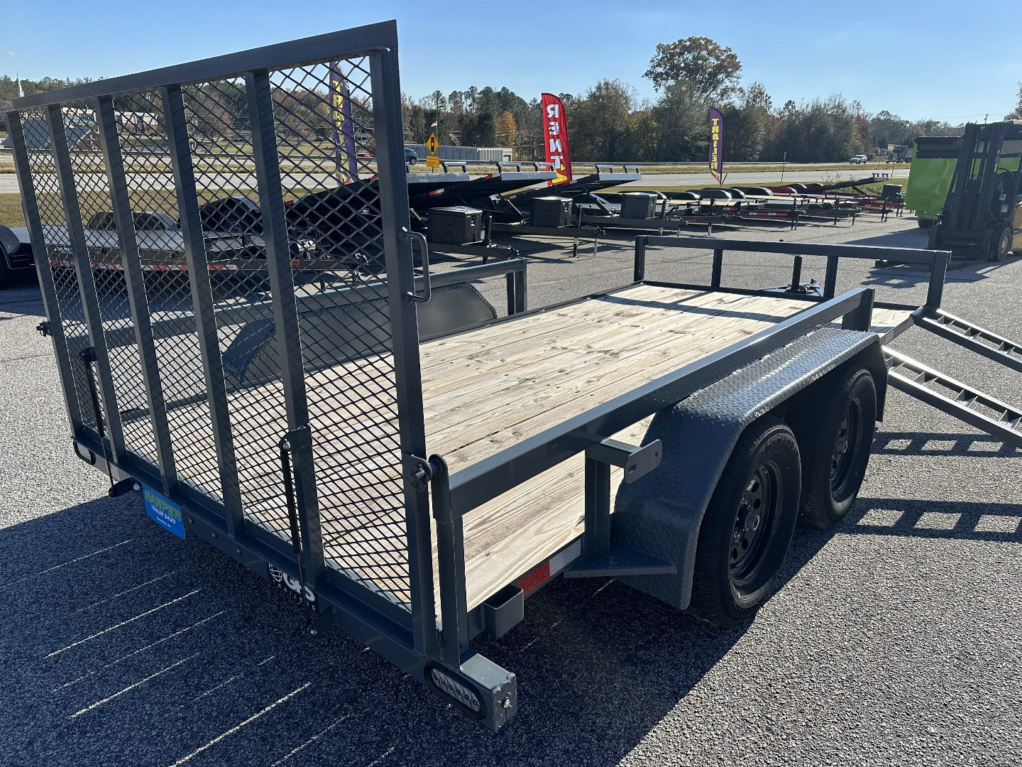 New 2024 GPS 7X14 TANDEM AXLE ATV TRAILER  W/REMOVABLE RAMP RAILS & SET BACK JACK