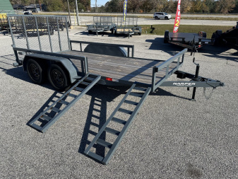 New 2024 GPS 7X14 TANDEM AXLE ATV TRAILER  W/REMOVABLE RAMP RAILS & SET BACK JACK