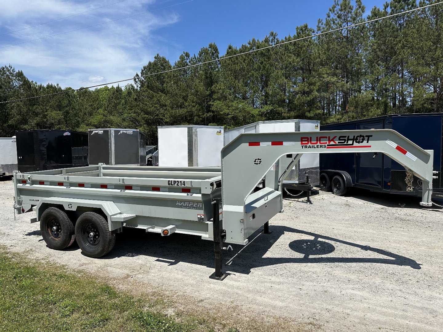 New 2024 BUCKSHOT 7x14 14K GOOSENECK DUMP TRAILER 2' WALLS