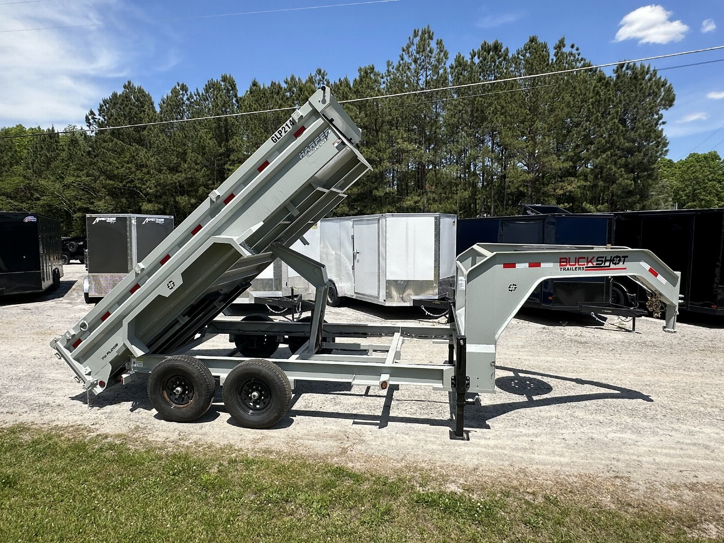 New 2024 BUCKSHOT 7x14 14K GOOSENECK DUMP TRAILER 2' WALLS