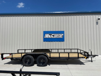 New 2025 DAVIDSON 83X18 ANGLE TOP TANDEM AXLE UTILITY TRAILER W/ (1) BRAKE AXLE, WRAPPED TONGUE, SLIDE OUT RAMPS
