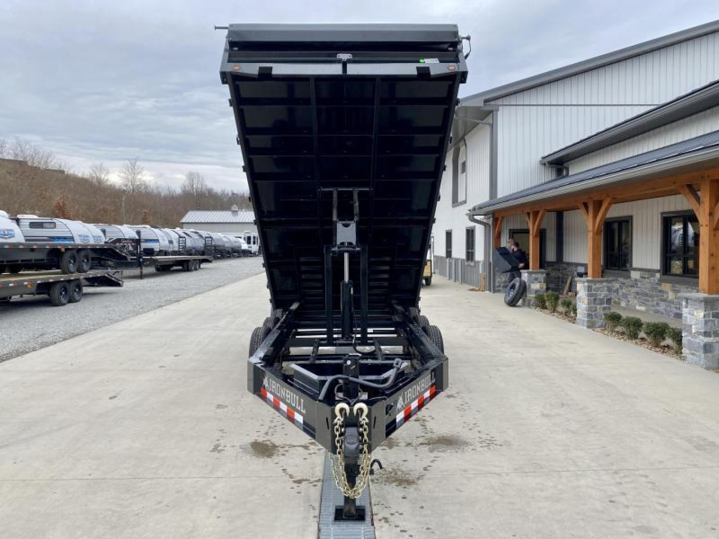 New 2025 Ironbull 8x16' Deckover Dump Trailer 21000# GVW * TRIPLE AXLE * TARP KIT * 10" I-BEAM FRAME * BED RUNNERS * 12K JACK * FOLD DOWN SIDES * OVERSIZE 5x20 SCISSOR * INTGRATED KEYWAY/10GA WALLS * IRONCLAD WARRANTY