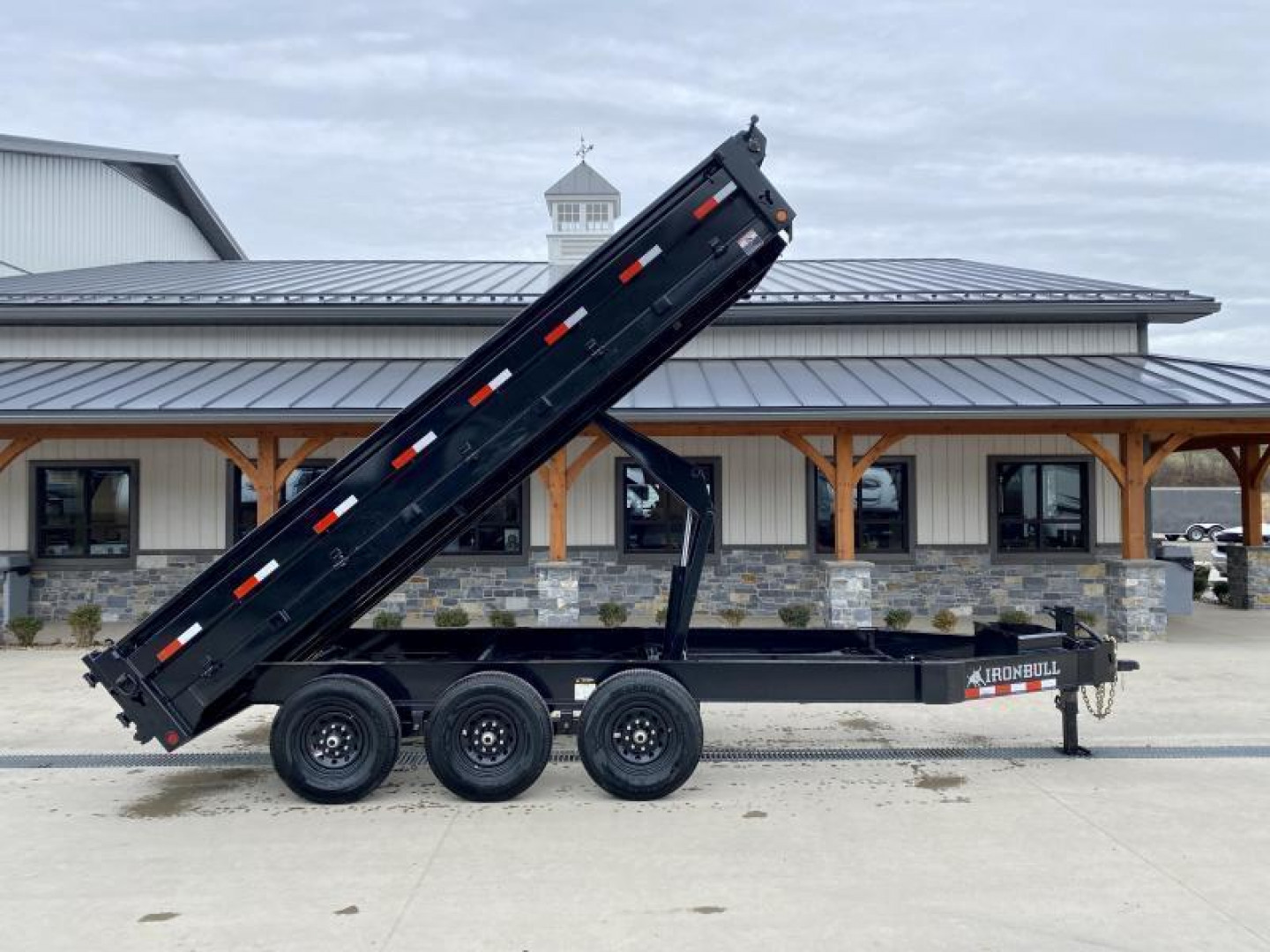 New 2025 Ironbull 8x16' Deckover Dump Trailer 21000# GVW * TRIPLE AXLE * TARP KIT * 10" I-BEAM FRAME * BED RUNNERS * 12K JACK * FOLD DOWN SIDES * OVERSIZE 5x20 SCISSOR * INTGRATED KEYWAY/10GA WALLS * IRONCLAD WARRANTY