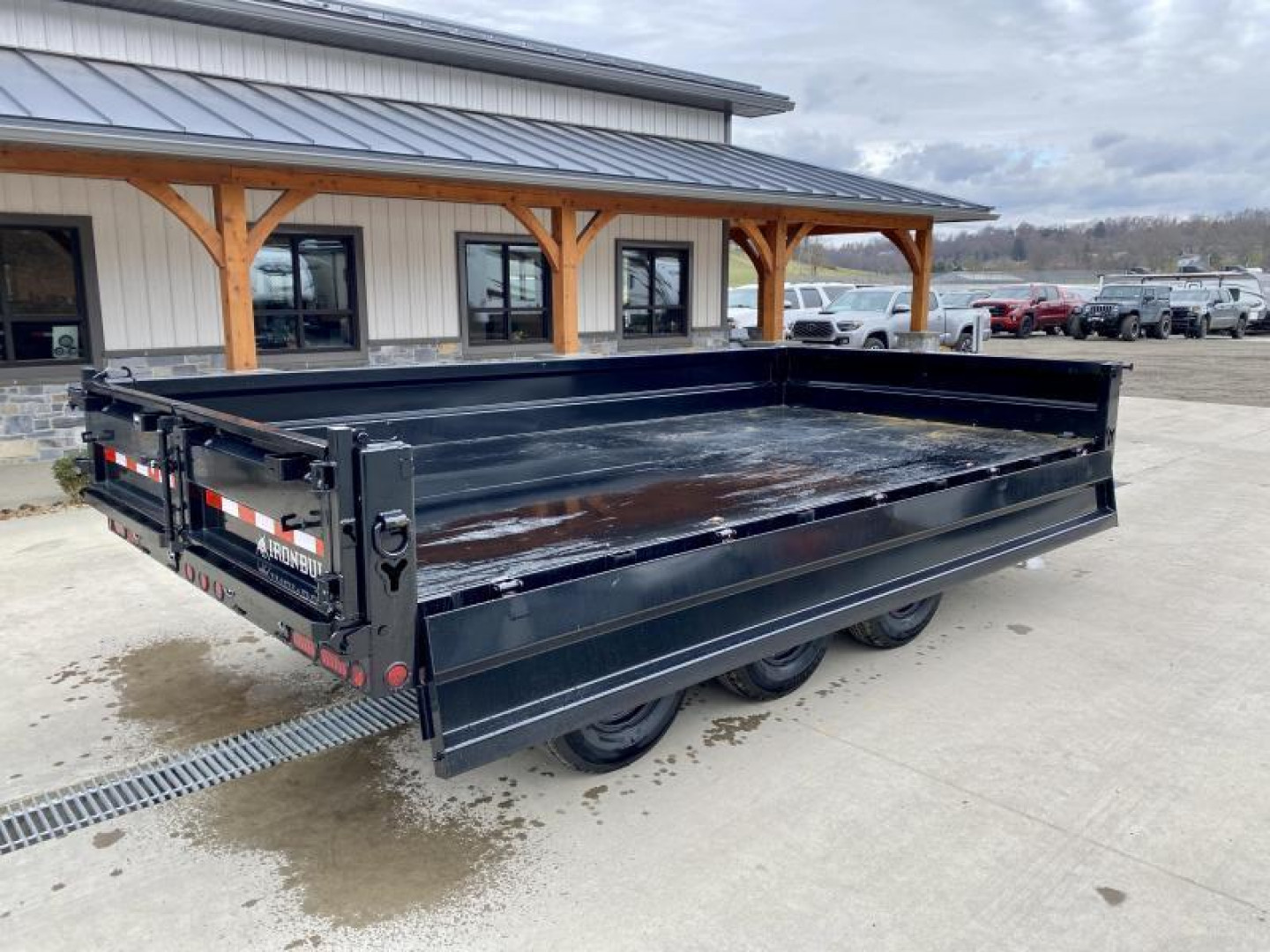 New 2025 Ironbull 8x16' Deckover Dump Trailer 21000# GVW * TRIPLE AXLE * TARP KIT * 10" I-BEAM FRAME * BED RUNNERS * 12K JACK * FOLD DOWN SIDES * OVERSIZE 5x20 SCISSOR * INTGRATED KEYWAY/10GA WALLS * IRONCLAD WARRANTY