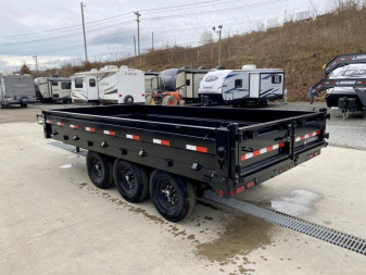 New 2025 Ironbull 8x16' Deckover Dump Trailer 21000# GVW * TRIPLE AXLE * TARP KIT * 10" I-BEAM FRAME * BED RUNNERS * 12K JACK * FOLD DOWN SIDES * OVERSIZE 5x20 SCISSOR * INTGRATED KEYWAY/10GA WALLS * IRONCLAD WARRANTY