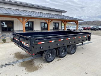 New 2025 Ironbull 8x16' Deckover Dump Trailer 21000# GVW * TRIPLE AXLE * TARP KIT * 10" I-BEAM FRAME * BED RUNNERS * 12K JACK * FOLD DOWN SIDES * OVERSIZE 5x20 SCISSOR * INTGRATED KEYWAY/10GA WALLS * IRONCLAD WARRANTY