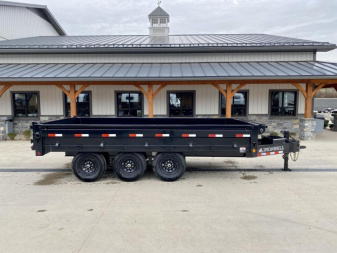 New 2025 Ironbull 8x16' Deckover Dump Trailer 21000# GVW * TRIPLE AXLE * TARP KIT * 10" I-BEAM FRAME * BED RUNNERS * 12K JACK * FOLD DOWN SIDES * OVERSIZE 5x20 SCISSOR * INTGRATED KEYWAY/10GA WALLS * IRONCLAD WARRANTY