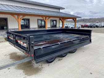 New 2025 Ironbull 8x16' Deckover Dump Trailer 21000# GVW * TRIPLE AXLE * TARP KIT * 10" I-BEAM FRAME * BED RUNNERS * 12K JACK * FOLD DOWN SIDES * OVERSIZE 5x20 SCISSOR * INTGRATED KEYWAY/10GA WALLS * IRONCLAD WARRANTY