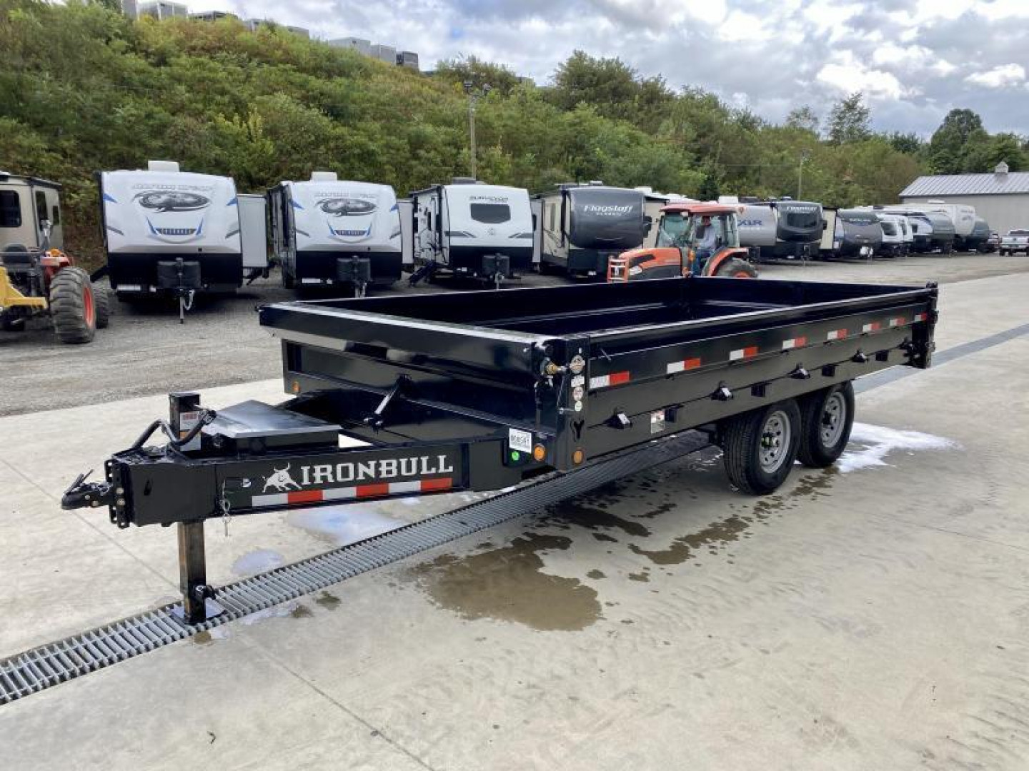 New 2025 Ironbull 8x16' Deckover Dump Trailer 14000# GVW * TARP KIT * 10" I-BEAM FRAME * BED RUNNERS * 12K JACK * FOLD DOWN SIDES * OVERSIZE 5x20 SCISSOR * INTGRATED KEYWAY/10GA WALLS * IRONCLAD WARRANTY