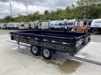 New 2025 Ironbull 8x16' Deckover Dump Trailer 14000# GVW * TARP KIT * 10" I-BEAM FRAME * BED RUNNERS * 12K JACK * FOLD DOWN SIDES * OVERSIZE 5x20 SCISSOR * INTGRATED KEYWAY/10GA WALLS * IRONCLAD WARRANTY