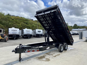 New 2025 Ironbull 8x16' Deckover Dump Trailer 14000# GVW * TARP KIT * 10" I-BEAM FRAME * BED RUNNERS * 12K JACK * FOLD DOWN SIDES * OVERSIZE 5x20 SCISSOR * INTGRATED KEYWAY/10GA WALLS * IRONCLAD WARRANTY