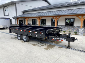 New 2025 Ironbull 8x16' Deckover Dump Trailer 14000# GVW * TARP KIT * 10" I-BEAM FRAME * BED RUNNERS * 12K JACK * FOLD DOWN SIDES * OVERSIZE 5x20 SCISSOR * INTGRATED KEYWAY/10GA WALLS * IRONCLAD WARRANTY