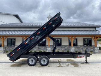 New 2025 Ironbull 8x16' Deckover Dump Trailer 14000# GVW * TARP KIT * 10" I-BEAM FRAME * BED RUNNERS * 12K JACK * FOLD DOWN SIDES * OVERSIZE 5x20 SCISSOR * INTGRATED KEYWAY/10GA WALLS * IRONCLAD WARRANTY