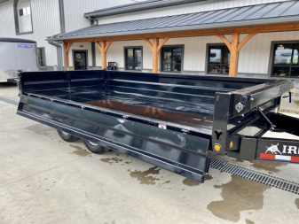 New 2025 Ironbull 8x16' Deckover Dump Trailer 14000# GVW * TARP KIT * 10" I-BEAM FRAME * BED RUNNERS * 12K JACK * FOLD DOWN SIDES * OVERSIZE 5x20 SCISSOR * INTGRATED KEYWAY/10GA WALLS * IRONCLAD WARRANTY