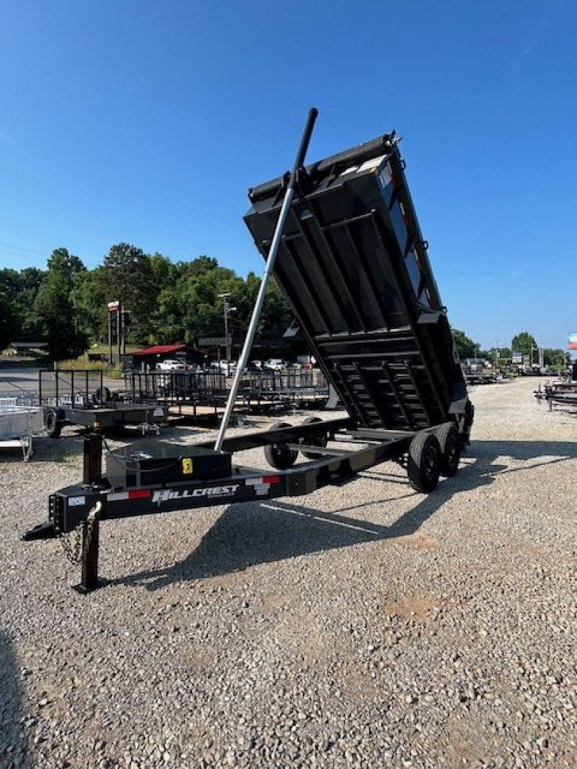 New 2025 Hillcrest Trailers 7X16 14K Dump Trailer W/ Hyd Jack and HD Tube Ramps