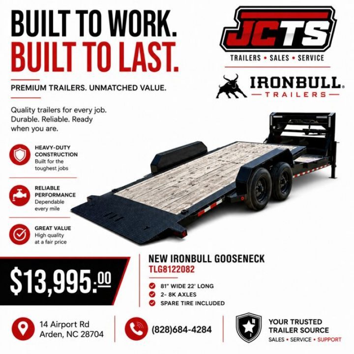New 2025 Iron Bull TLG8122082 Gooseneck Tilt Trailer / 81" Wide x 22' Long / 6' Stationary 16' Tilt / 2-8,000# Torsion Electric Brake Axles / 215/75R17.5" Tires and Wheels