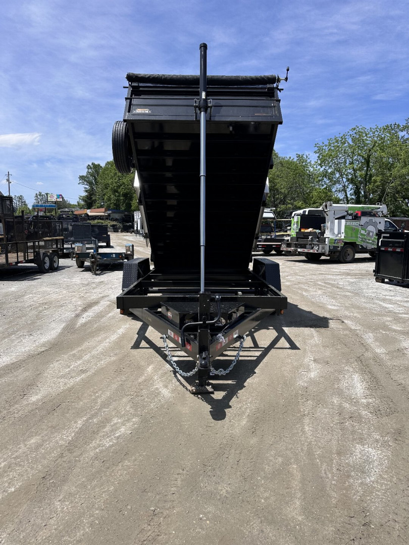 New 2025 COVERED WAGON TRAILERS / PROSPECTOR SERIES / 7X14X2X14-T DUMP TRAILER / 7X14 / 2' HIGH SIDES / TELESCOPIC HOIST / ALUMINUM RAMPS / TARP / BARN DOOR GATES