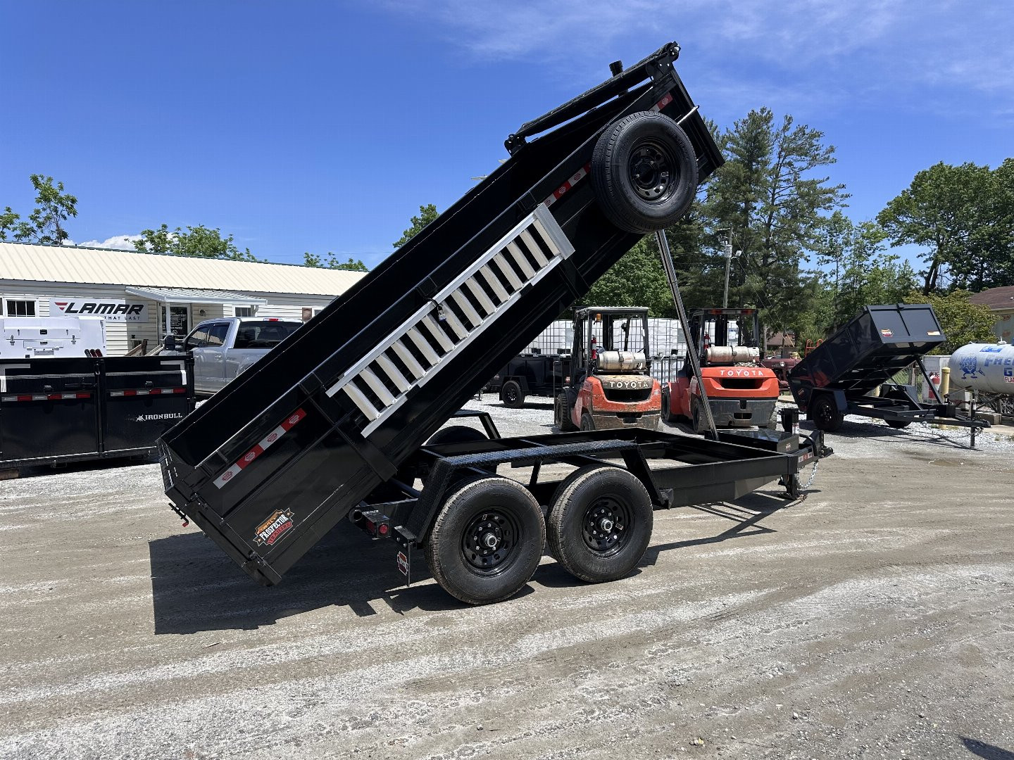 New 2025 COVERED WAGON TRAILERS / PROSPECTOR SERIES / 7X14X2X14-T DUMP TRAILER / 7X14 / 2' HIGH SIDES / TELESCOPIC HOIST / ALUMINUM RAMPS / TARP / BARN DOOR GATES