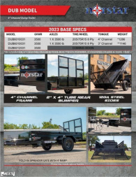 New 2025 Norstar Single Axle Dump Trailer / DUB Series / 5'x10' / 16" High Sides / 3500# Axle / 2200# Payload / 2 Way Landscape Gate