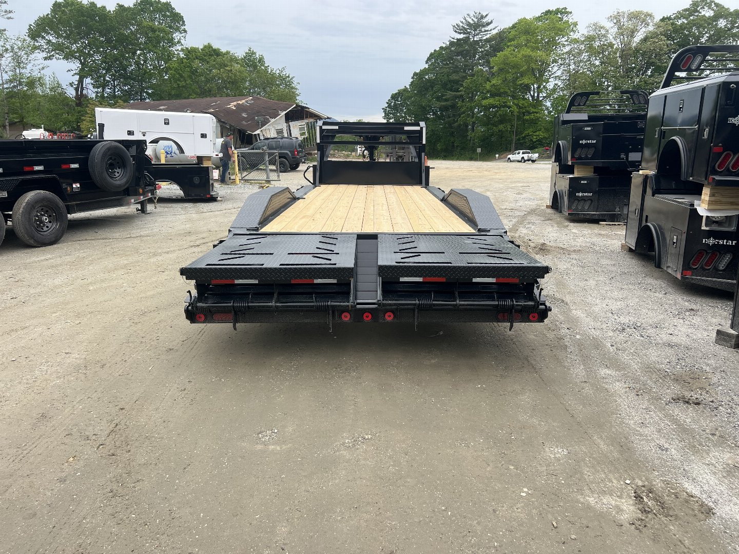 New 2025 Iron Bull ETG0224082 Gooseneck Equipment Trailer / 102" Wide x 24' Long / Driveover Fender / 20' Flat 4' Dovetail / Rampage Ramps / 2-8,000# Axles / 215/75R17.5" Tires and Wheels