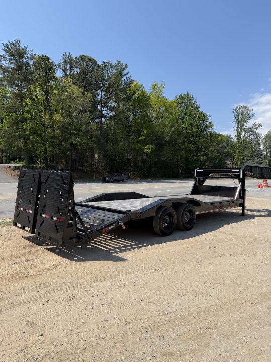 New 2025 Iron Bull ETG0224082 Gooseneck Equipment Trailer / 102" Wide x 24' Long / Driveover Fender / 20' Flat 4' Dovetail / Rampage Ramps / 2-8,000# Axles / 215/75R17.5" Tires and Wheels