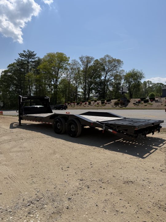 New 2025 Iron Bull ETG0224082 Gooseneck Equipment Trailer / 102" Wide x 24' Long / Driveover Fender / 20' Flat 4' Dovetail / Rampage Ramps / 2-8,000# Axles / 215/75R17.5" Tires and Wheels