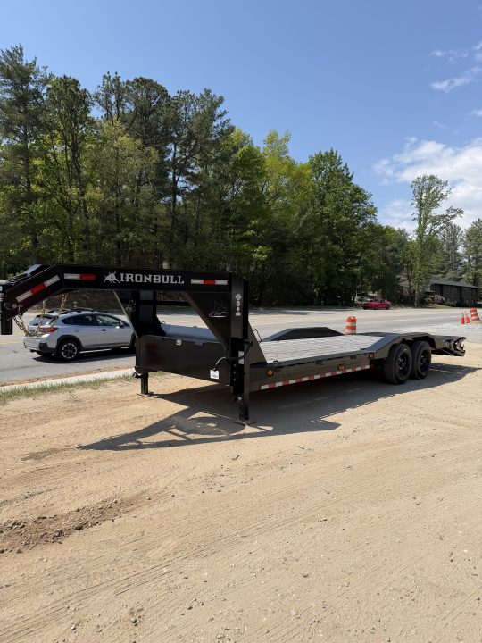 New 2025 Iron Bull ETG0224082 Gooseneck Equipment Trailer / 102" Wide x 24' Long / Driveover Fender / 20' Flat 4' Dovetail / Rampage Ramps / 2-8,000# Axles / 215/75R17.5" Tires and Wheels