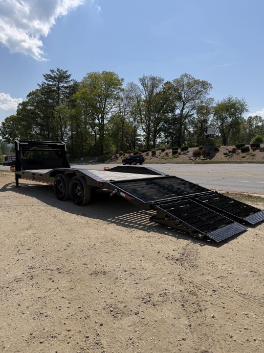 New 2025 Iron Bull ETG0224082 Gooseneck Equipment Trailer / 102" Wide x 24' Long / Driveover Fender / 20' Flat 4' Dovetail / Rampage Ramps / 2-8,000# Axles / 215/75R17.5" Tires and Wheels