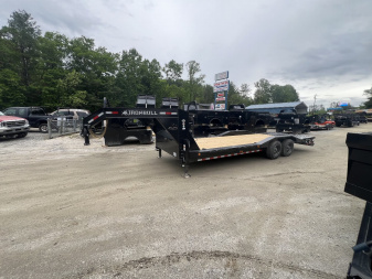 New 2025 Iron Bull ETG0224082 Gooseneck Equipment Trailer / 102" Wide x 24' Long / Driveover Fender / 20' Flat 4' Dovetail / Rampage Ramps / 2-8,000# Axles / 215/75R17.5" Tires and Wheels