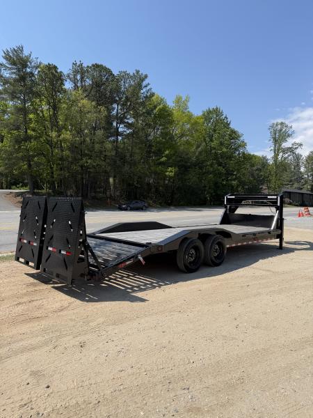 New 2025 Iron Bull ETG0224082 Gooseneck Equipment Trailer / 102" Wide x 24' Long / Driveover Fender / 20' Flat 4' Dovetail / Rampage Ramps / 2-8,000# Axles / 215/75R17.5" Tires and Wheels